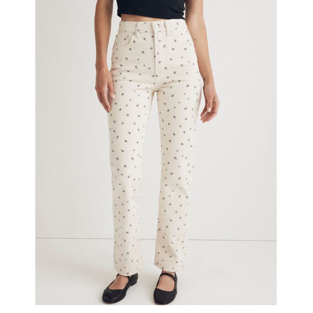 NWT MADEWELL '90s Straight Jean in Daisy Drizzle Size 27 - scuffed